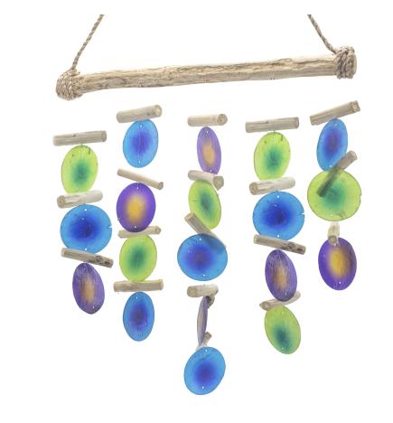 Carillón de madera flotante - Verde y morado