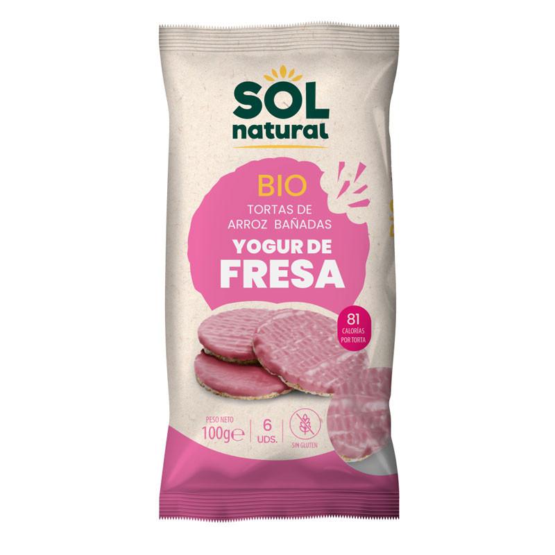 Tortitas de arroz yogurt con fresa s/g bio 100g Sol Natural