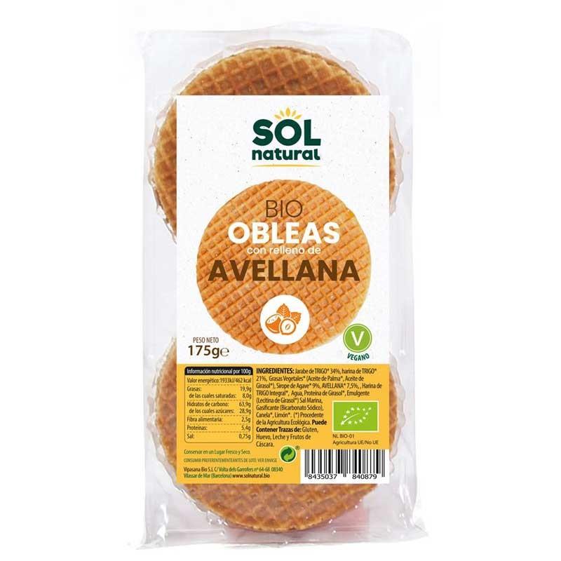 Oblea con avellanas bio 175g Sol Natural