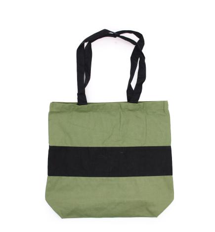 Bolsas de Algodón de Dos Tonos - 38x42x12cm - Verde y Negra - 280g