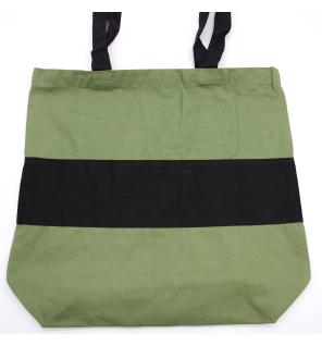 Bolsas de Algodón de Dos Tonos - 38x42x12cm - Verde y Negra - 280g