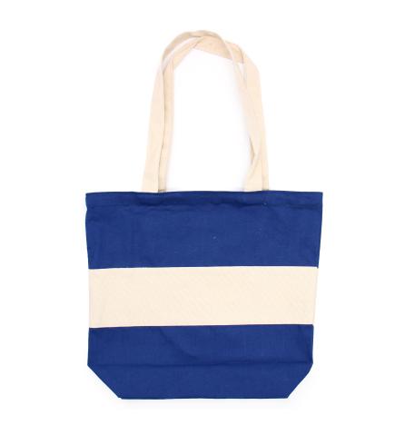 Bolsas de Algodón de Dos Tonos - 38x42x12cm - Natural y Azul - 280g