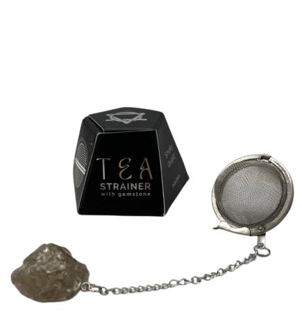 Colador de té de piedras preciosas de cristal crudo - Cuarzo ahumado