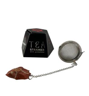 Colador de té de piedras preciosas de cristal crudo - Jaspe rojo