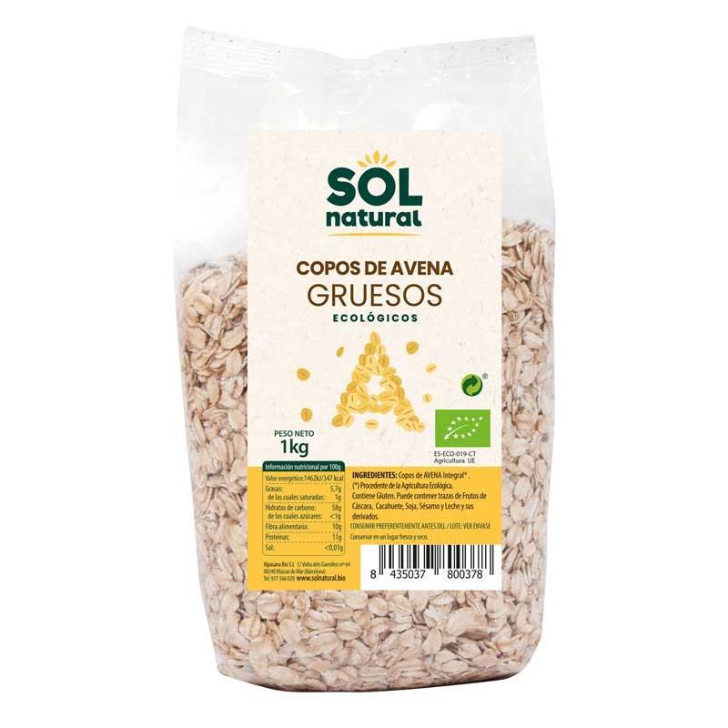 Copos de avena gruesos bio 1kg Sol Natural