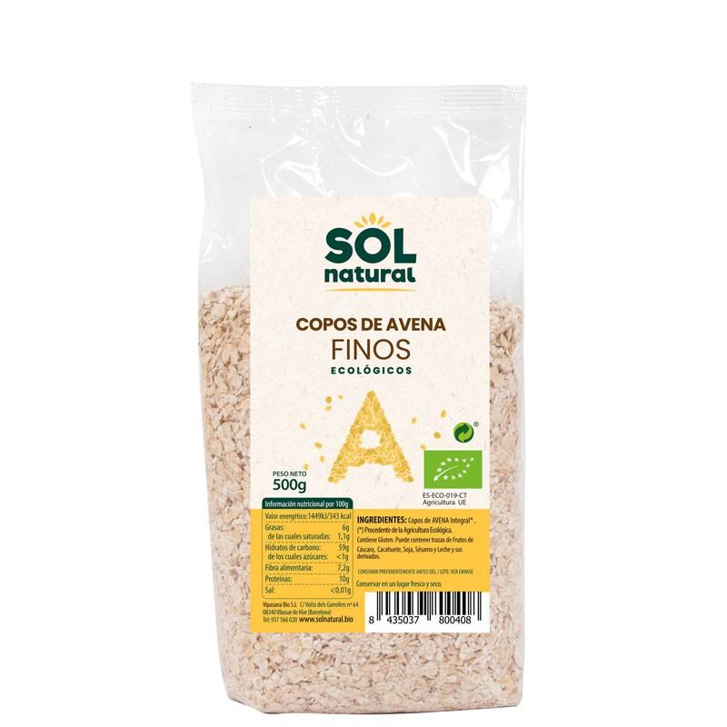 Copos de avena finos bio 500g Sol Natural