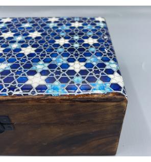 Caja Grande de Cerámica Esmaltada - 20x15x7.5cm - Estrellas Azules