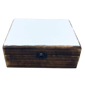 Caja Grande de Cerámica Esmaltada - 20x15x7.5cm - Blanco