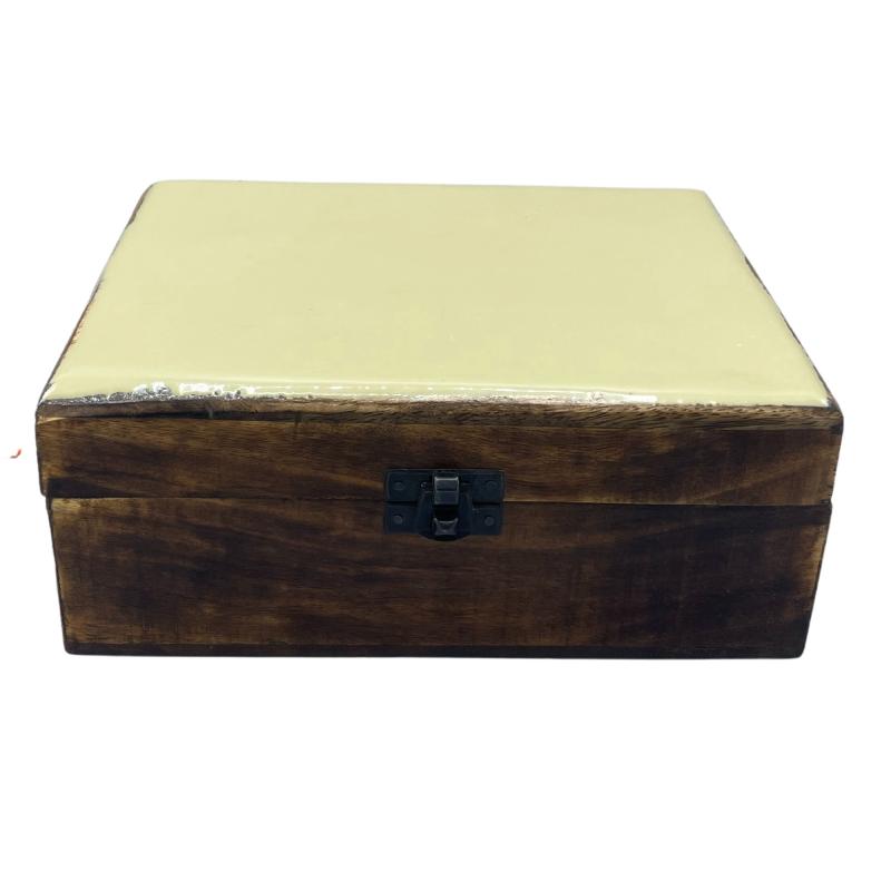 Caja Grande de Cerámica Esmaltada - 20x15x7.5cm - Hormigón