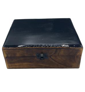 Caja Grande de Cerámica Esmaltada - 20x15x7.5cm - Negro