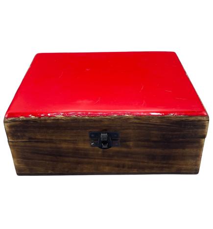 Caja Grande de Cerámica Esmaltada - 20x15x7.5cm - Roja