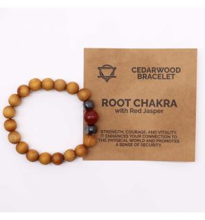 Pulsera de Cedro - Chakra Raíz - Jaspe Rojo