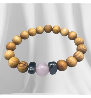 Pulsera de Cedro - Chakra del corazón - Cuarzo Rosa