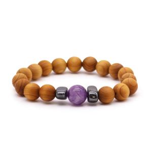 Pulsera de Cedro - Chakra del Tercer Ojo - Amatista