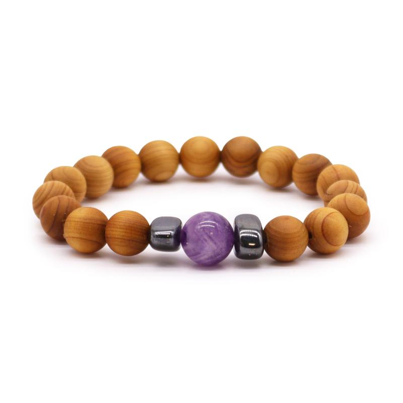 Pulsera de Cedro - Chakra del Tercer Ojo - Amatista