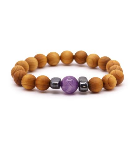 Pulsera de Cedro - Chakra del Tercer Ojo - Amatista