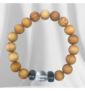 Pulsera de Cedro - Chakra Corona - Cuarzo Claro