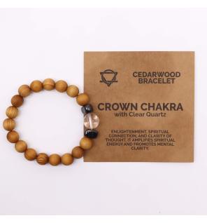 Pulsera de Cedro - Chakra Corona - Cuarzo Claro