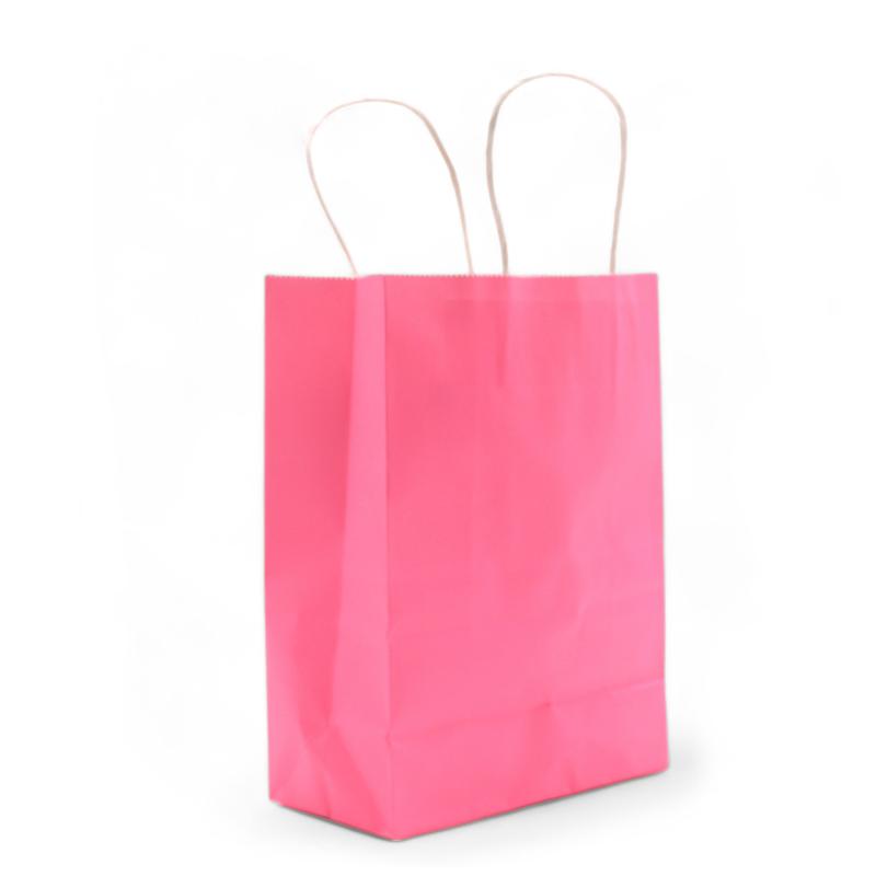 Bolsa de Papel con Asa (16x22x8cm) - Rosa (130g)