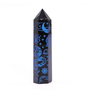 Puntas de Obsidiana Negra (aprox 60-70 gm 9cm) - Historia Mística - Azul Oscuro