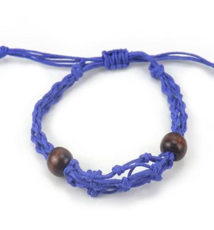 Pulsera de Macrame para Piedras Preciosas 20-28cm - Azul marino