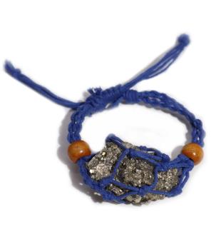 Pulsera de Macrame para Piedras Preciosas 20-28cm - Azul marino