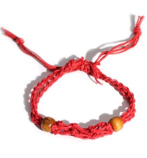 Pulsera de Macrame para Piedras Preciosas 20-28cm - Rojo