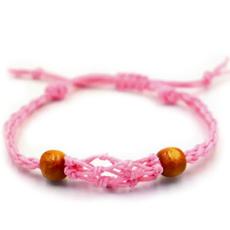 Pulsera de Macrame para Piedras Preciosas 20-28cm - Rosa