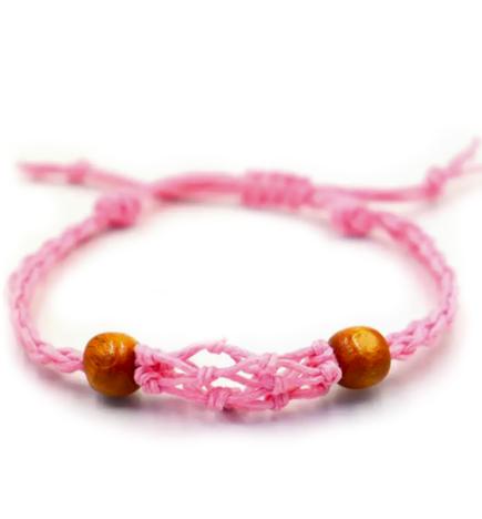 Pulsera de Macrame para Piedras Preciosas 20-28cm - Rosa