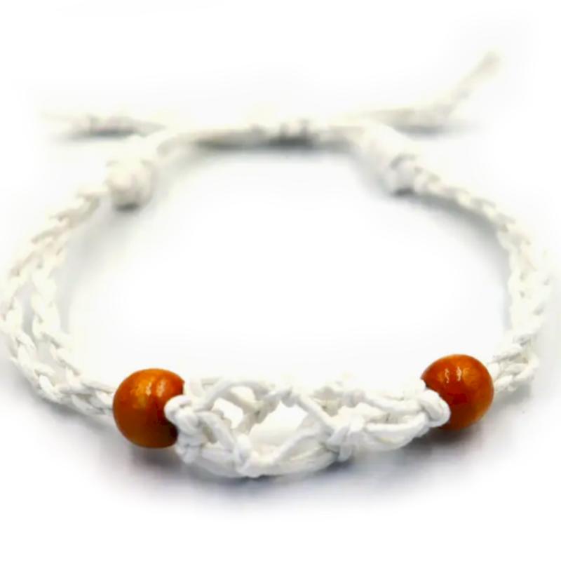 Pulsera de Macrame para Piedras Preciosas 20-28cm - Blanco