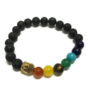 Pulsera de Piedra de Lava - Buda - Chakra