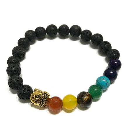 Pulsera de Piedra de Lava - Buda - Chakra