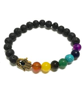 Pulsera de Piedra de Lava - Hamsa - Chakra