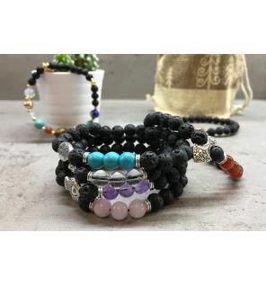 Pulsera de Piedra de Lava - Buda - Cuarzo Rosa