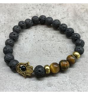 Pulsera de Piedra de Lava - Hamsa - Ojo de tigre