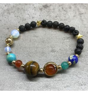 Pulsera de Piedra de Lava - Sistema solar - Oro