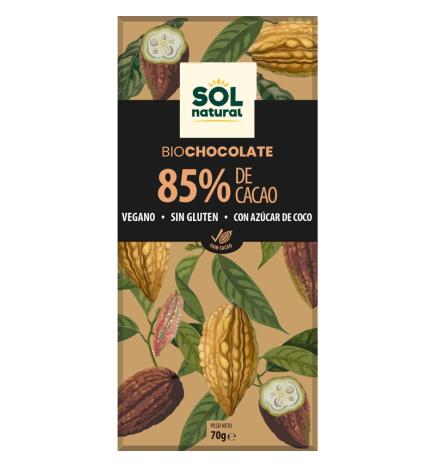 Tableta chocolate negro 85% bio 70g Sol Natural