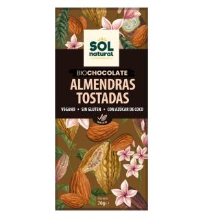 Tableta chocolate y almendras tostadas bio 70g Sol Natural