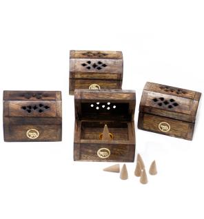 Mini Incense Cone Smoke Box - Mango Wood