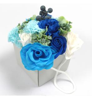 Bouquet Flores Jabón-Rosas Azules y clavel