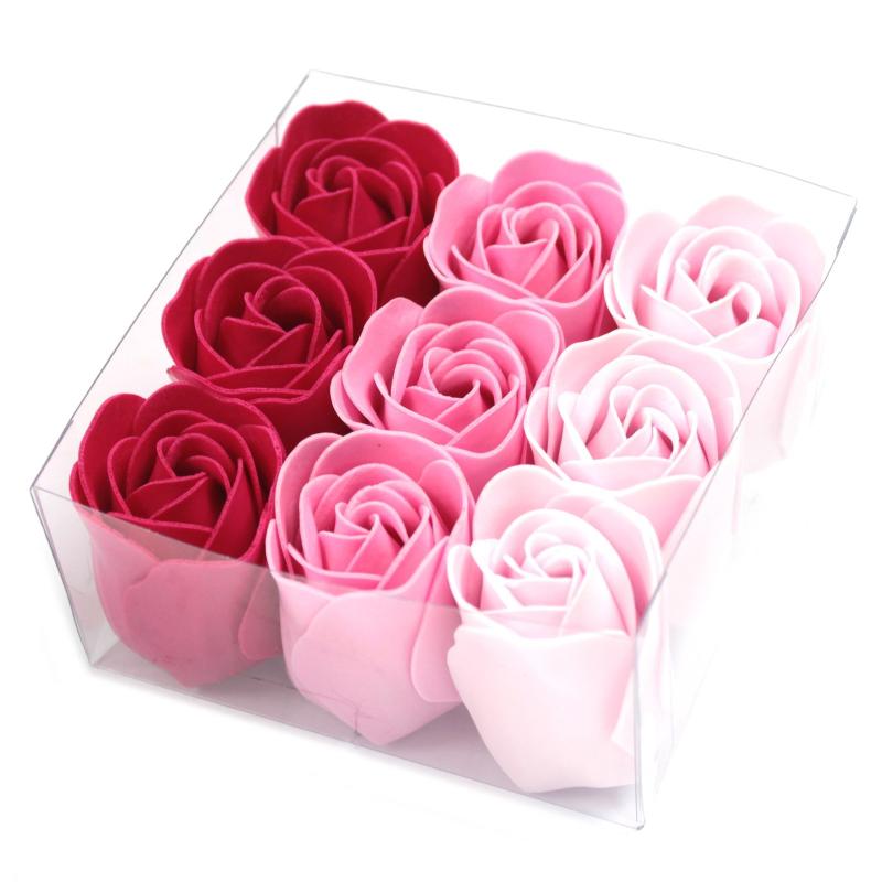 Set de 9 flores de Jabón - rosas rosa