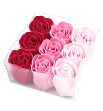 Set de 9 flores de Jabón - rosas rosa