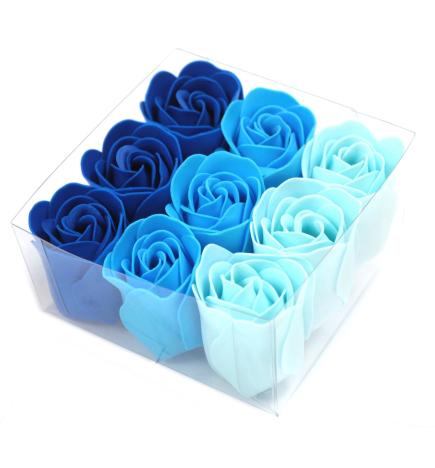 Set de 9 flores de Jabón - rosas azul