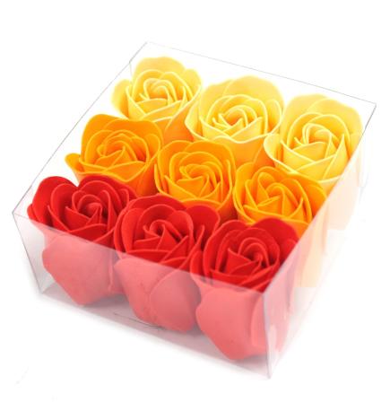 Set de 9 flores de Jabón - rosas melocotón