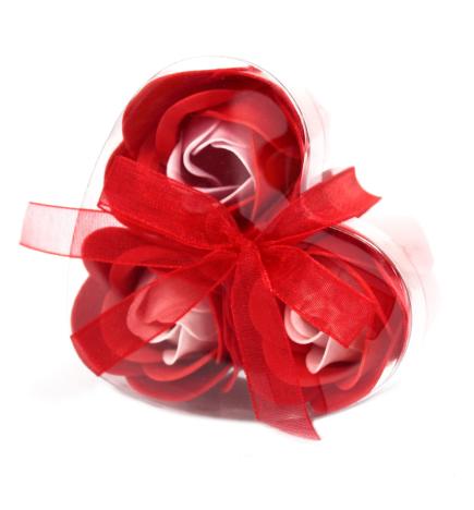 Set de 3 flores de Jabón caja corazón - Rosas Rojas