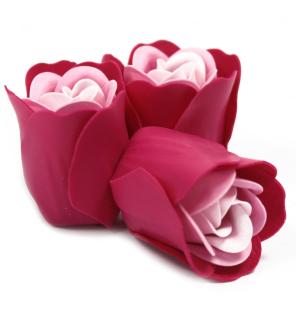 Set de 3 flores de Jabón caja corazón - rosas rosa