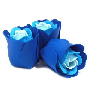 Set de 3 flores de Jabón caja corazón - rosas azul