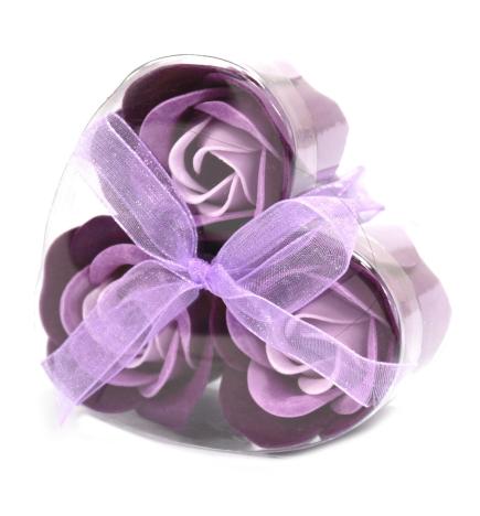 Set de 3 flores de Jabón caja corazón - rosas lavanda