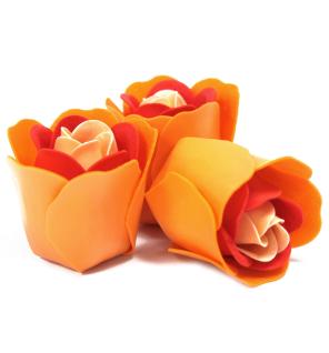 Set de 3 flores de Jabón caja corazón - rosas melocotón