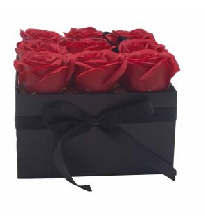 Caja de Regalo - Flor de Jabón 9 Rosas rojo - cuadrado